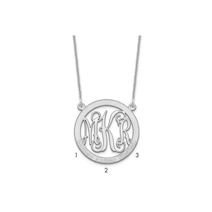 14k White Gold Small Family Monogram Necklace XNA569W