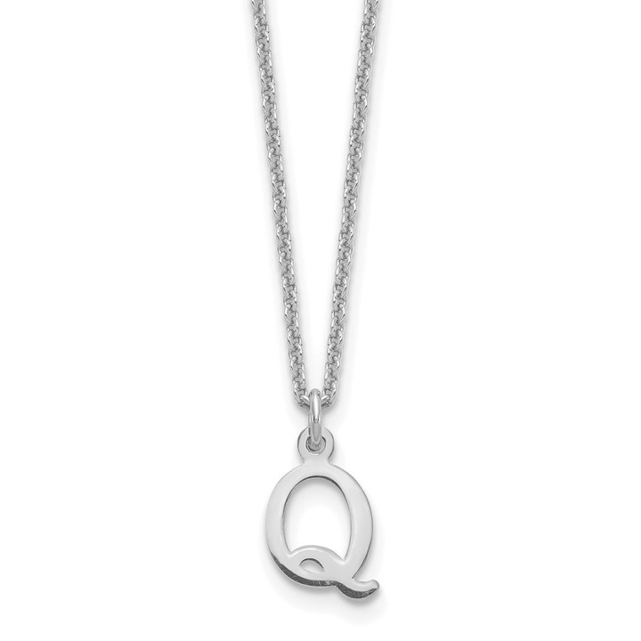 14KW Cutout Letter Q Initial Necklace XNA727W/Q