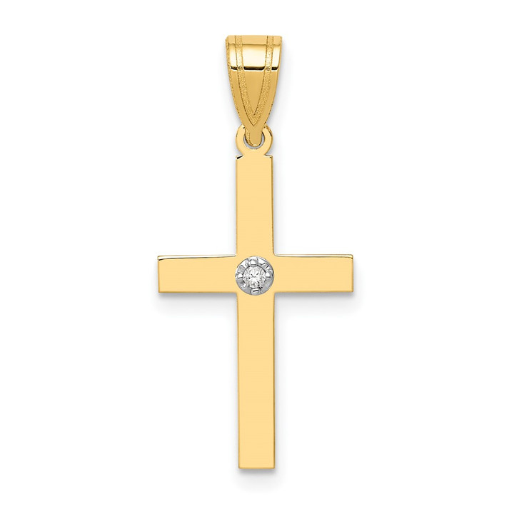 14k Polished .01ct. Diamond Cross Pendant XR775
