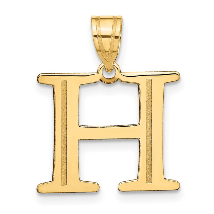 10K Polished Etched Letter H Initial Pendant 10YC1437H