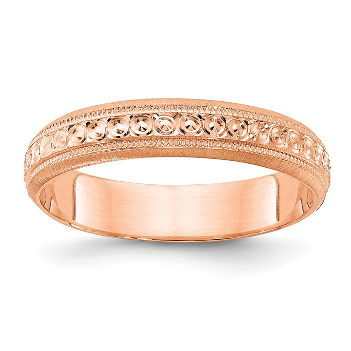 14k Rose Gold 3mm Design Etched Wedding Band Size 5 XWB251-5