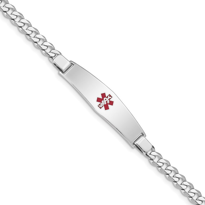 Sterling Silver Rhodium-plated Medical ID Curb Link Bracelet XSM45-7