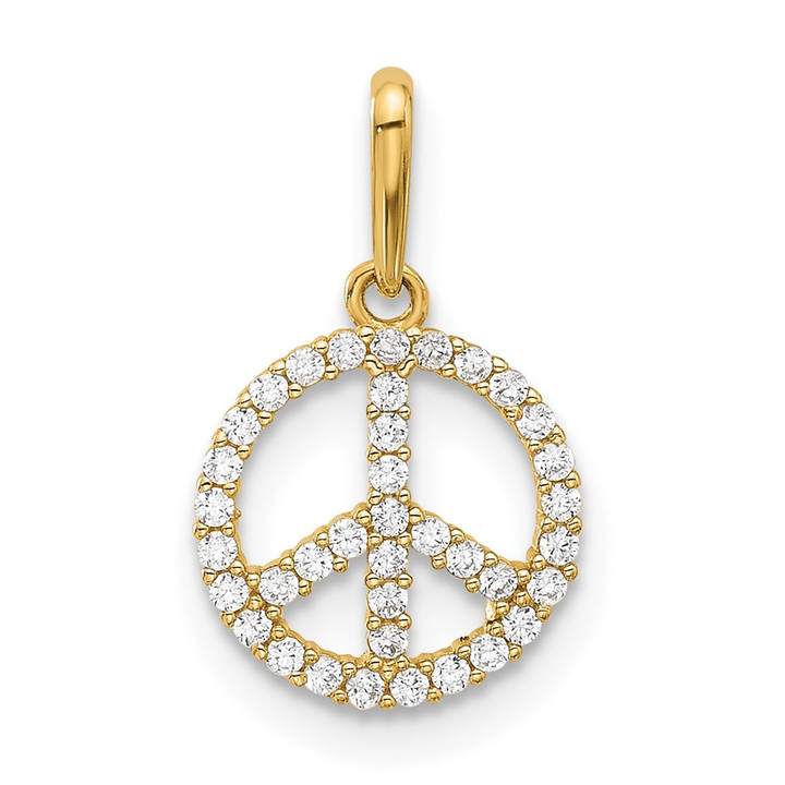 14k Polished CZ Peace Sign Pendant YC1596