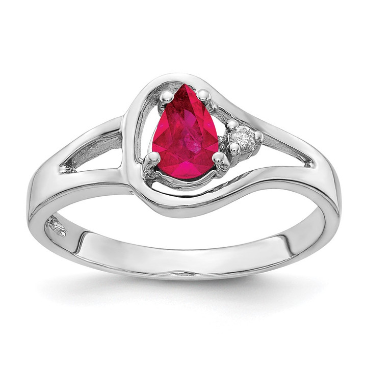 14k White Gold Ruby Diamond ring Y2071R/AA