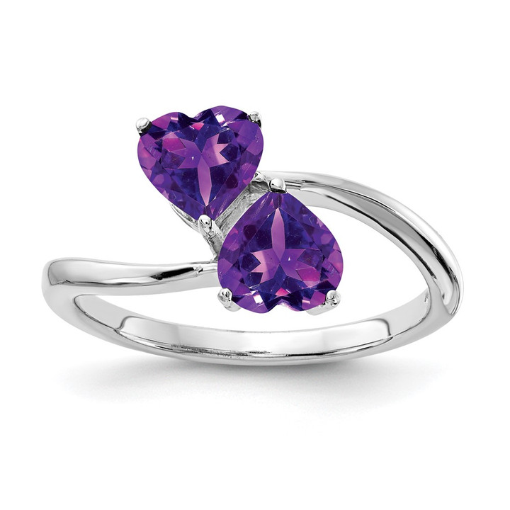 14k White Gold 5mm Heart Amethyst ring Y4585AM