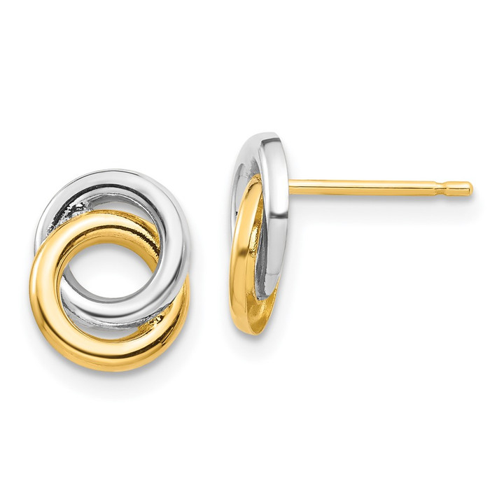 14k & White Rhodium Circles Post Earrings YE1881