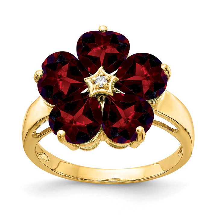 14k 6mm Heart Garnet A Diamond ring Y4583GA/A