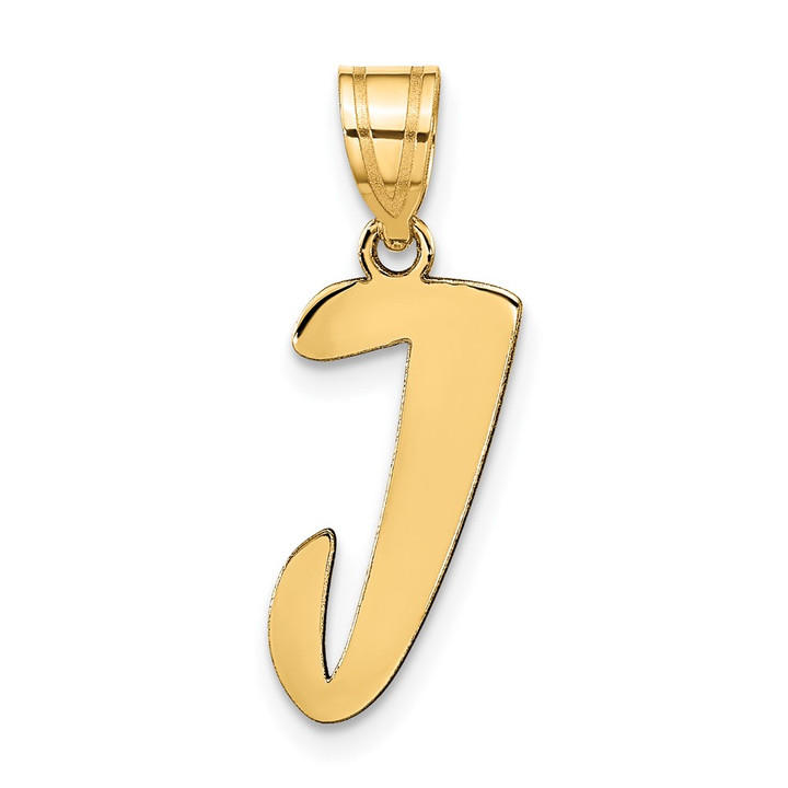 14k Polished Script Letter J Initial Pendant YC1438J