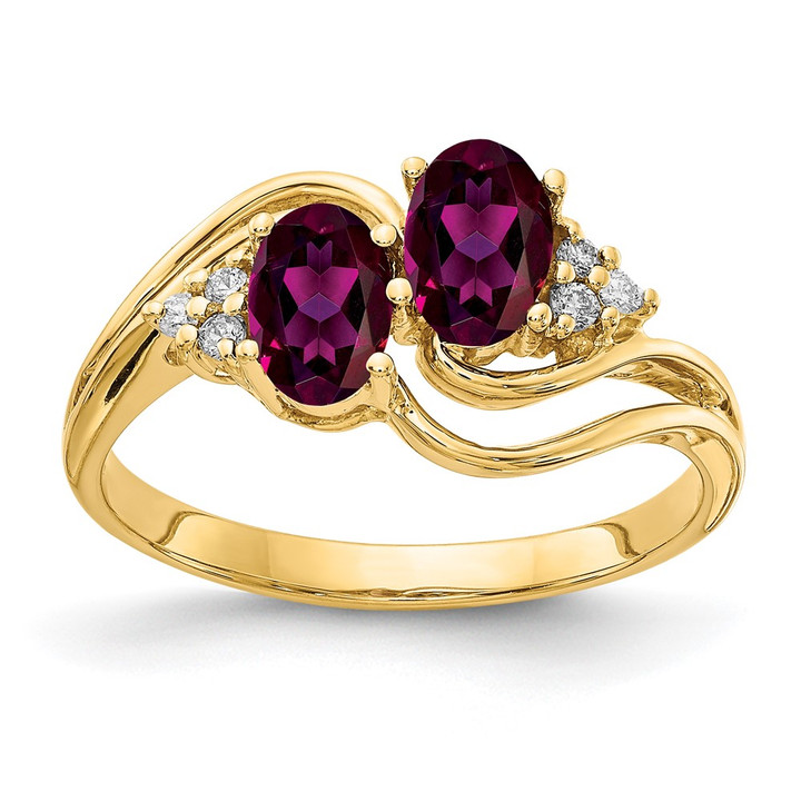 14k 6x4mm Oval Rhodolite Garnet A Diamond ring Y4617RG/A