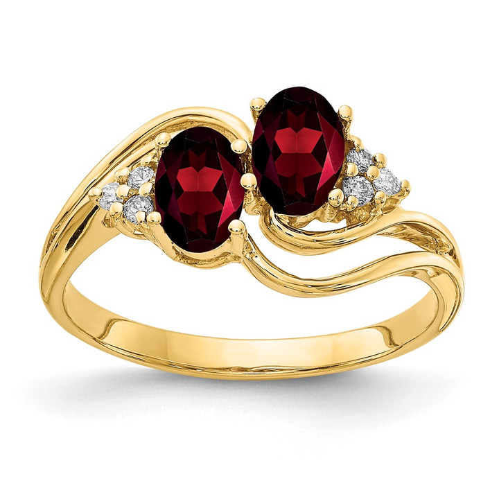14k 6x4mm Oval Garnet VS Diamond ring Y4617GA/VS