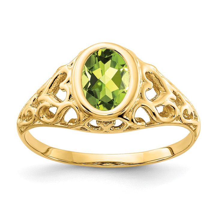 14k 7x5mm Oval Peridot ring Y4673PE