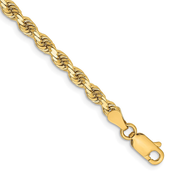 14K 8 inch 3.25mm Diamond-cut Rope with Lobster Clasp Chain 024L-8