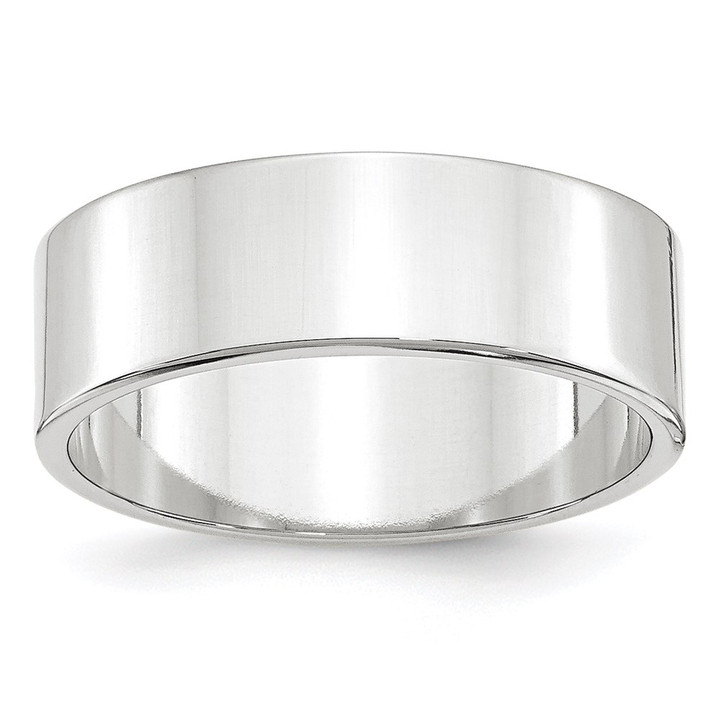 10k White Gold 7mm Lightweight Flat Wedding Band Size 4 1WFLL070-4