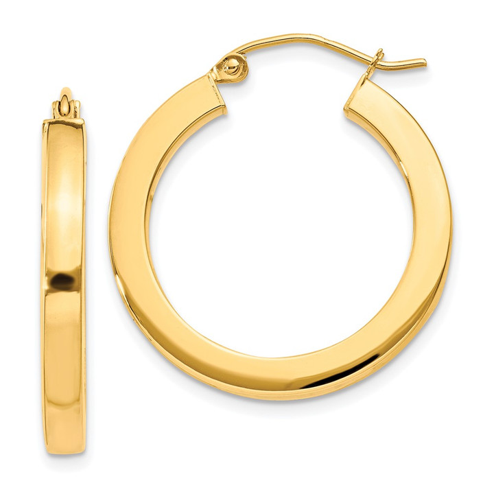 10k 3mm Polished Square Hoop Earrings 10T987