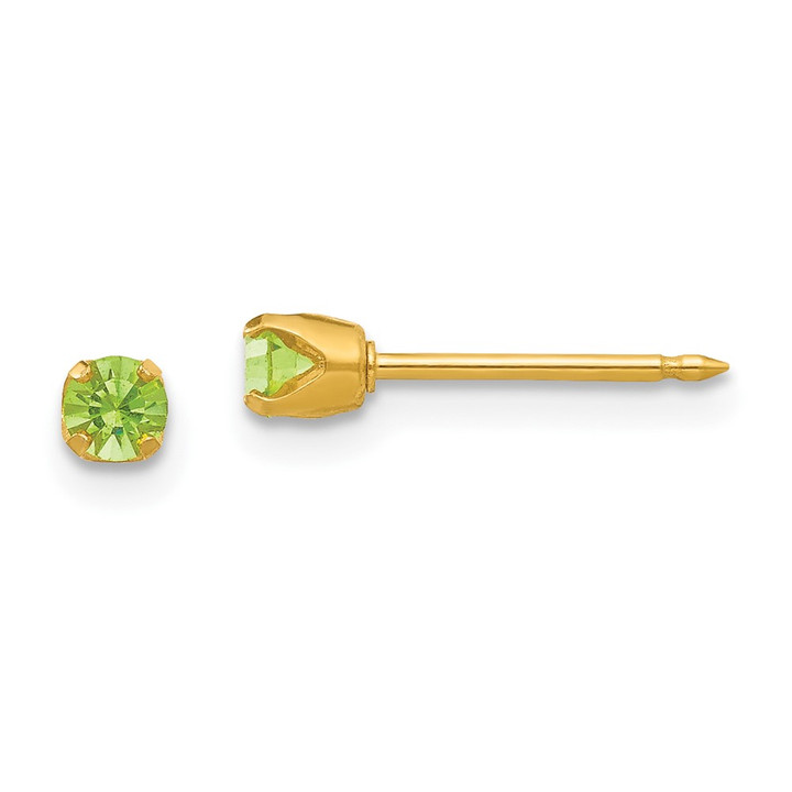 Inverness 24k Plated August Lt. Green Crystal Birthstone Earrings 88E