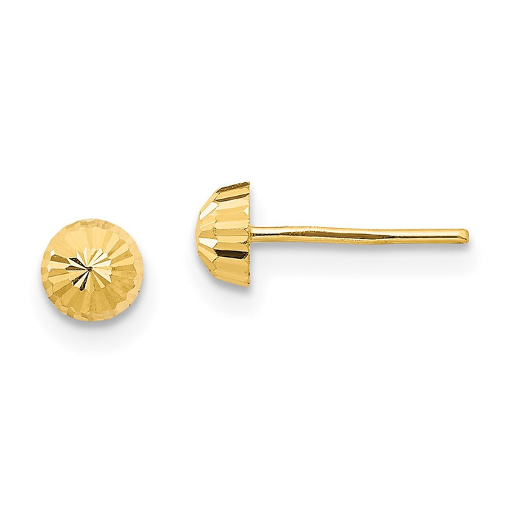 14k Madi K Diamond Cut 4mm Half-Ball Post Earrings SE2365