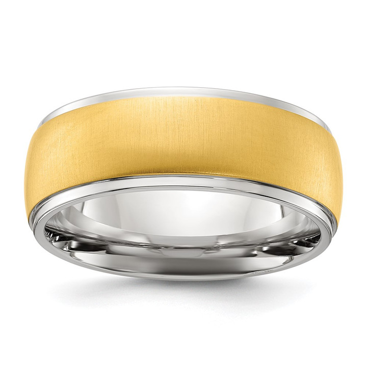Chisel Titanium Polished with Brushed Yellow IP-plated Center 8mm Band TB553-12.5