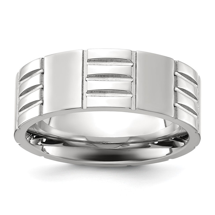 Chisel Titanium Brushed and Polished Grooved 8mm Band TB529-13