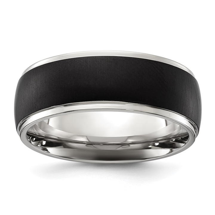 Chisel Titanium Polished with Brushed Black IP-plated Center 8mm Band TB554-8