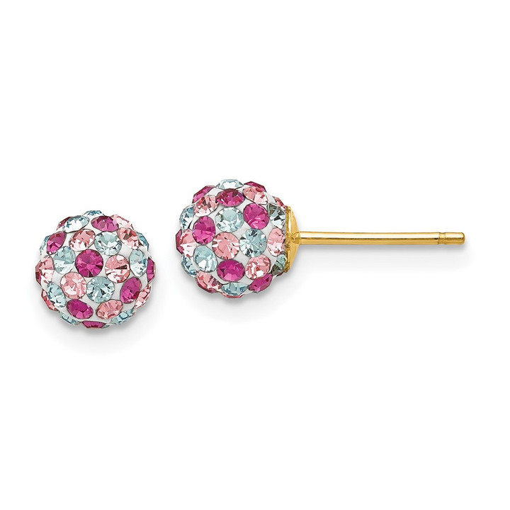 14k Post Multi-colored Crystals 6mm Ball Earrings YE1621