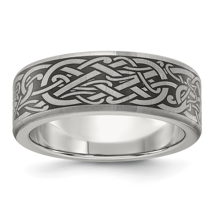 Chisel Titanium Brushed Laser Design 8mm Band TB518-9.5