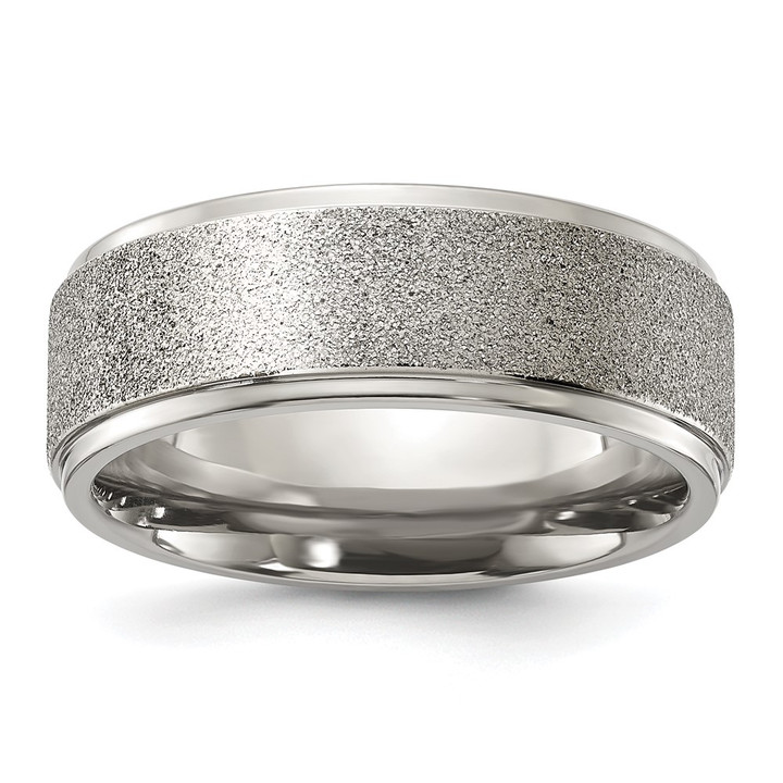 Chisel Titanium Polished Laser-cut Center 8mm Band TB531-9