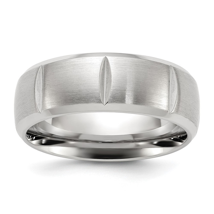 Chisel Titanium Brushed and Polished Grooved 8mm Band TB532-12.5