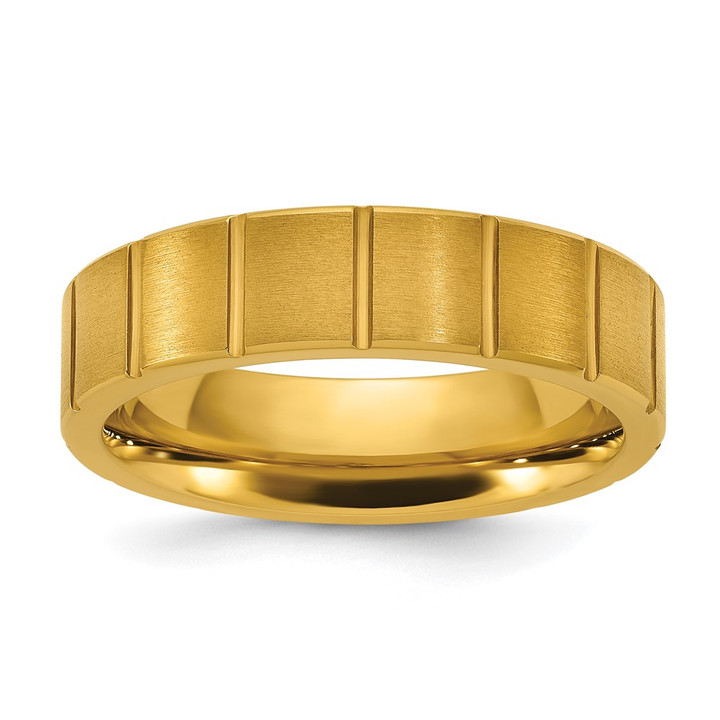 Chisel Titanium Polished Yellow IP-plated Grooved 6mm Band TB542-9