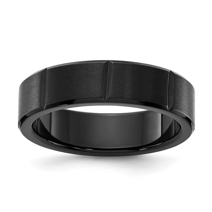 Chisel Titanium Polished Black IP-plated Grooved 6mm Band TB543-10