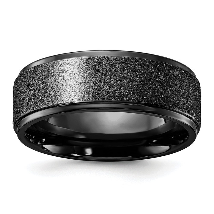Chisel Titanium Polished Laser-cut Center Black IP-plated 8mm Band TB559-11