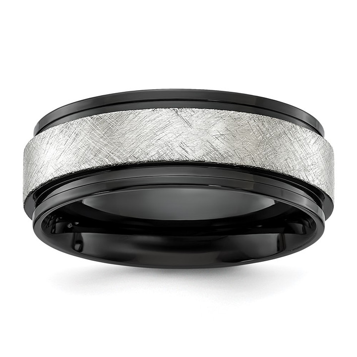Chisel Titanium Polished with Brushed Center Black IP-plated 8mm Band TB565-13