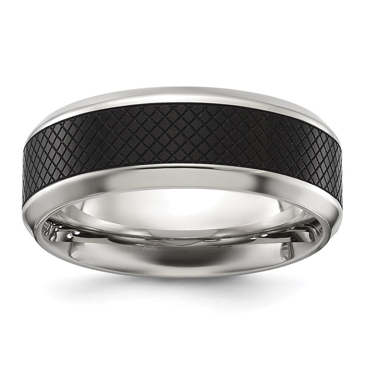 Chisel Titanium Polished Black IP-plated Textured Center 8mm Band TB564-8