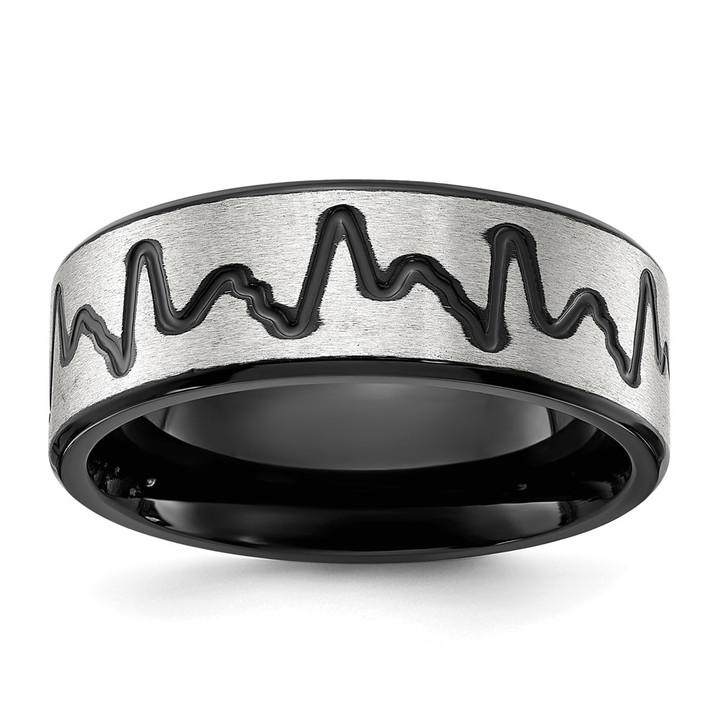 Chisel Titanium Brushed Black IP-plated Heartbeat 8mm Band TB562-10.5