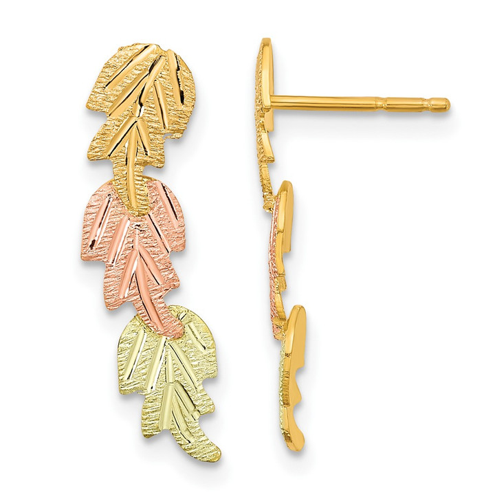 10k Tri-Color Black Hills Gold Post Earrings 10BH718