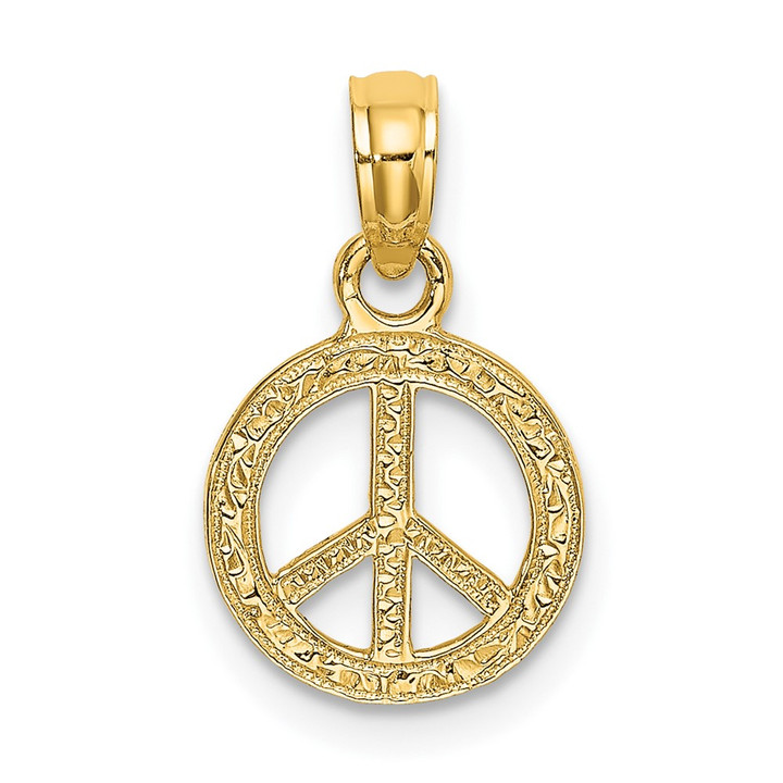 10K Flat and Textured Mini Peace Sign Charm 10K7180
