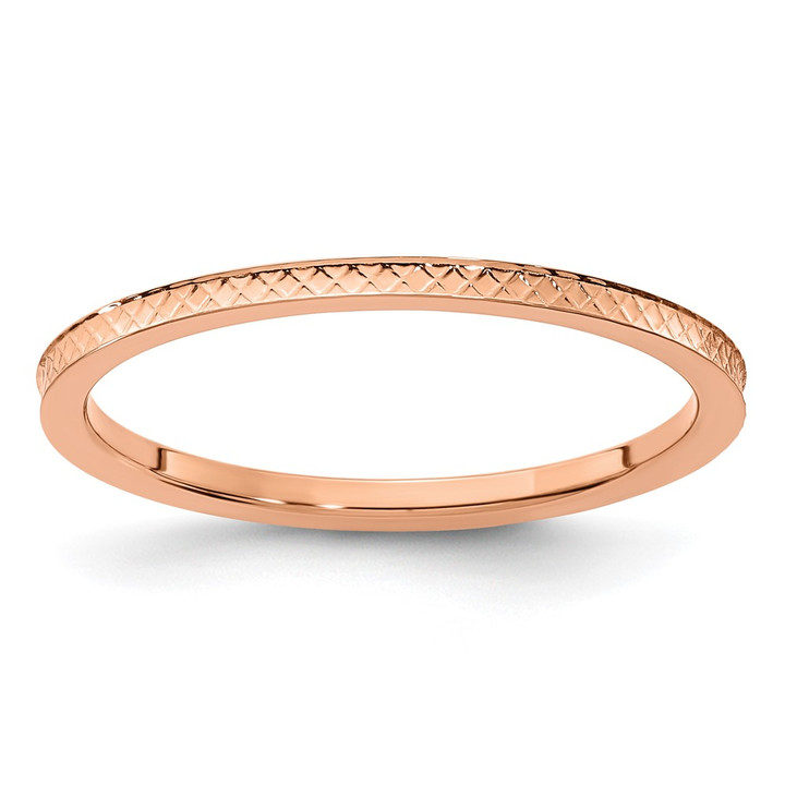 10K Rose Gold 1.2mm Criss-Cross Pattern Stackable Band Size 6 1STK20-120R-6