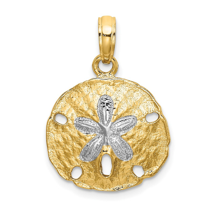10K W/ Rhodium Polished Sand Dollar Charm 10K8987