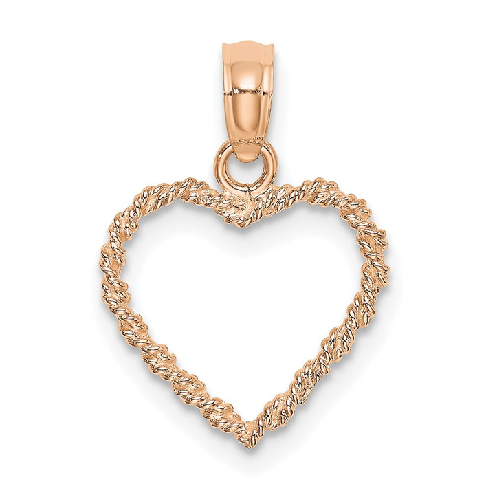 10K Rose Gold 3D Polished Rope Heart Pendant 10K7125R