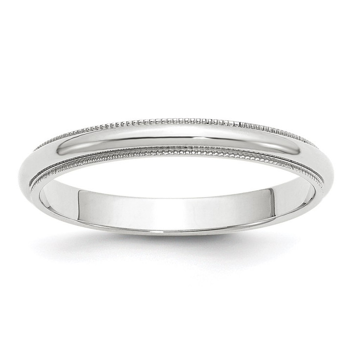 10k White Gold 3mm Milgrain Half Round Wedding Band Size 13 1WM030-13
