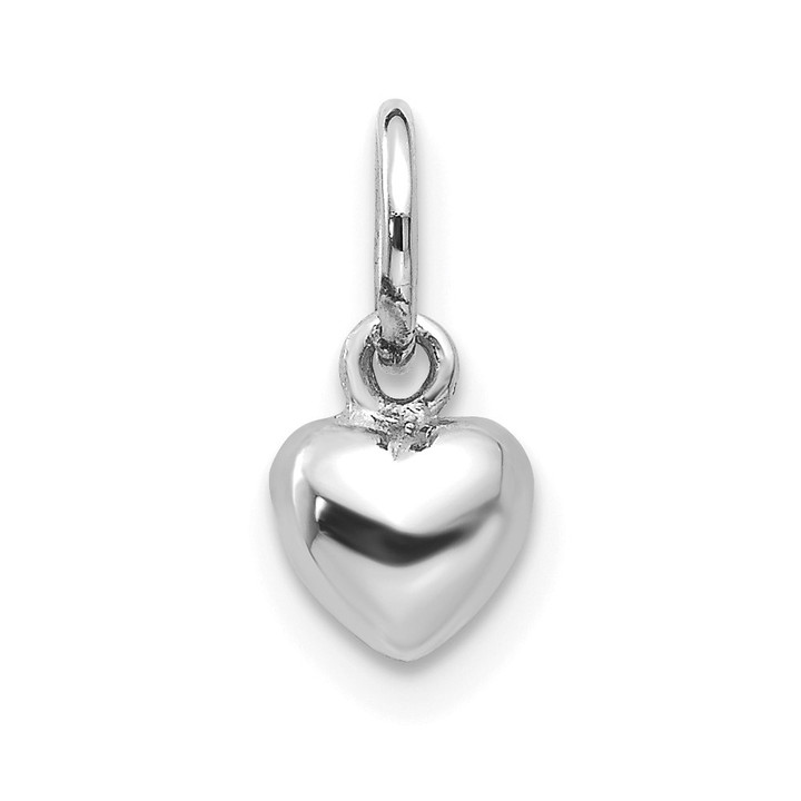 10k White Gold Solid Polished Plain Puffed Heart Charm 10K746