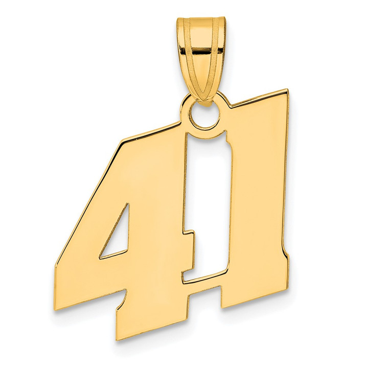 14k Polished Block Number 41 Pendant BN41