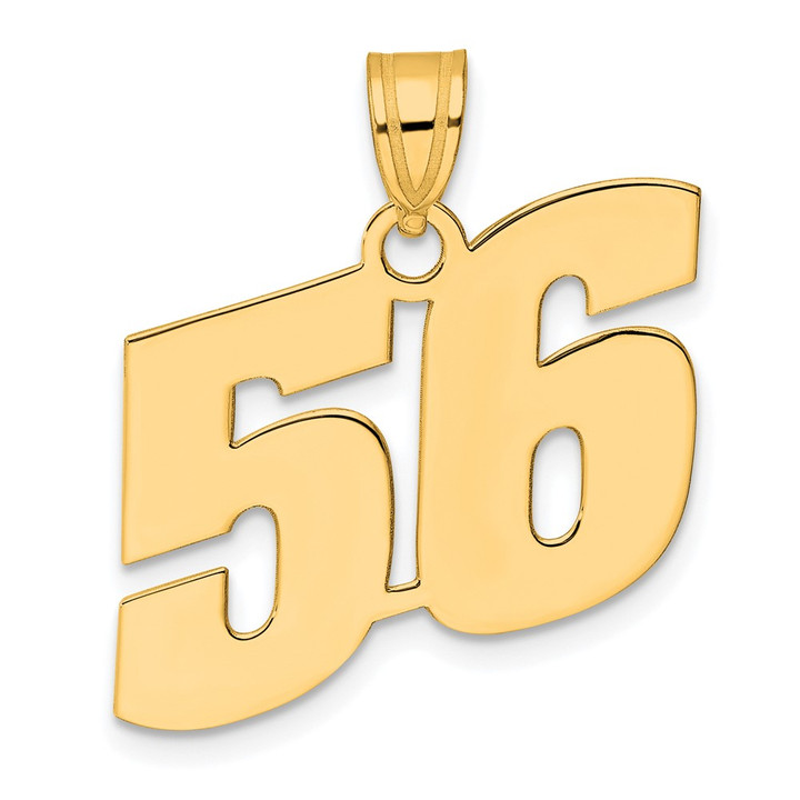 14k Polished Block Number 56 Pendant BN56