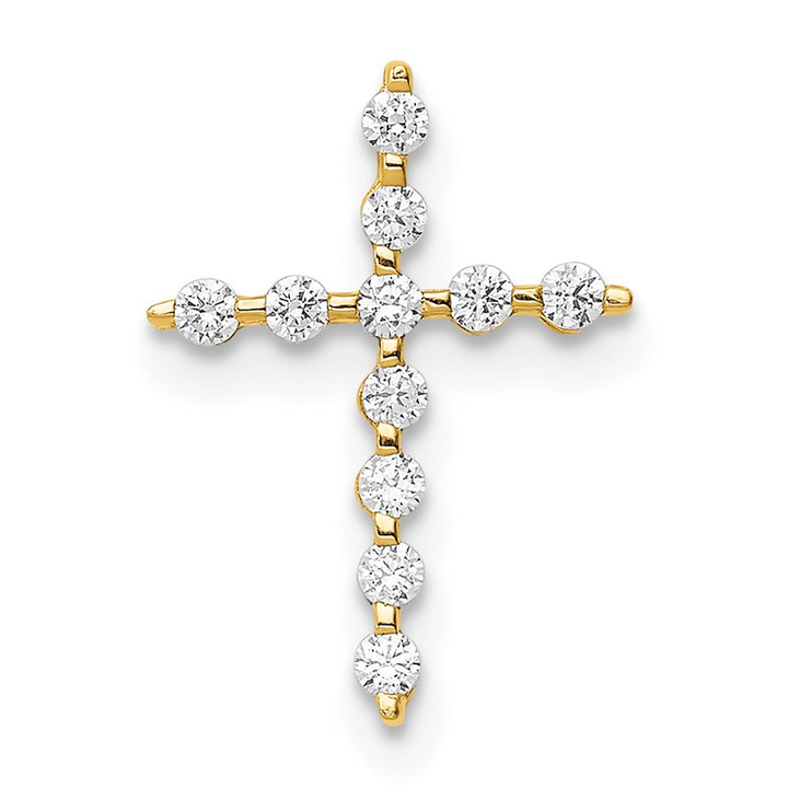 14K CZ Cross Pendant Chain Slide YC1403