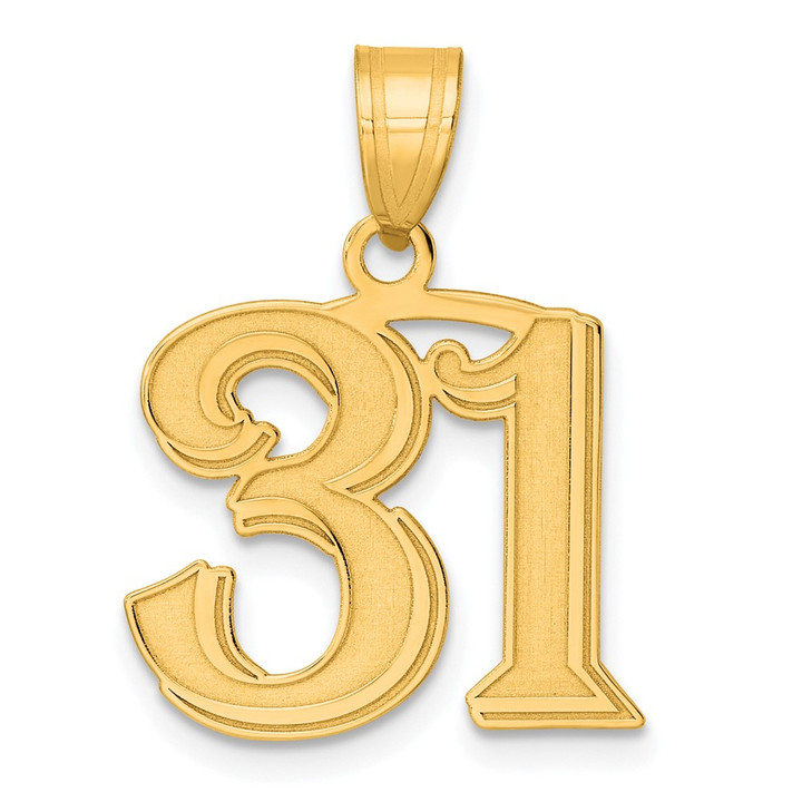 14k Polished Etched Number 31 Pendant AEN31