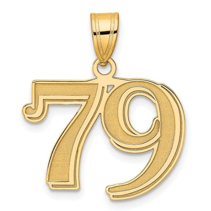 14k Polished Etched Number 79 Pendant AEN79