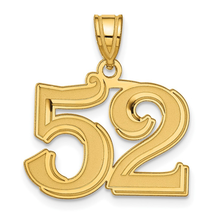 14k Polished Etched Number 52 Pendant AEN52