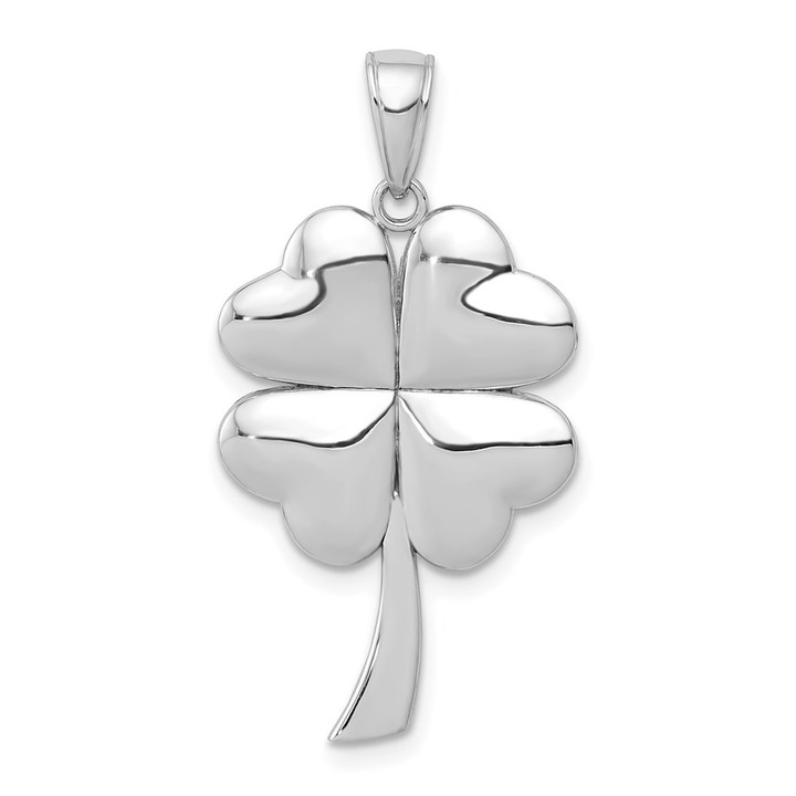 14K White Gold Polished 4-Leaf Clover Charm C2199W
