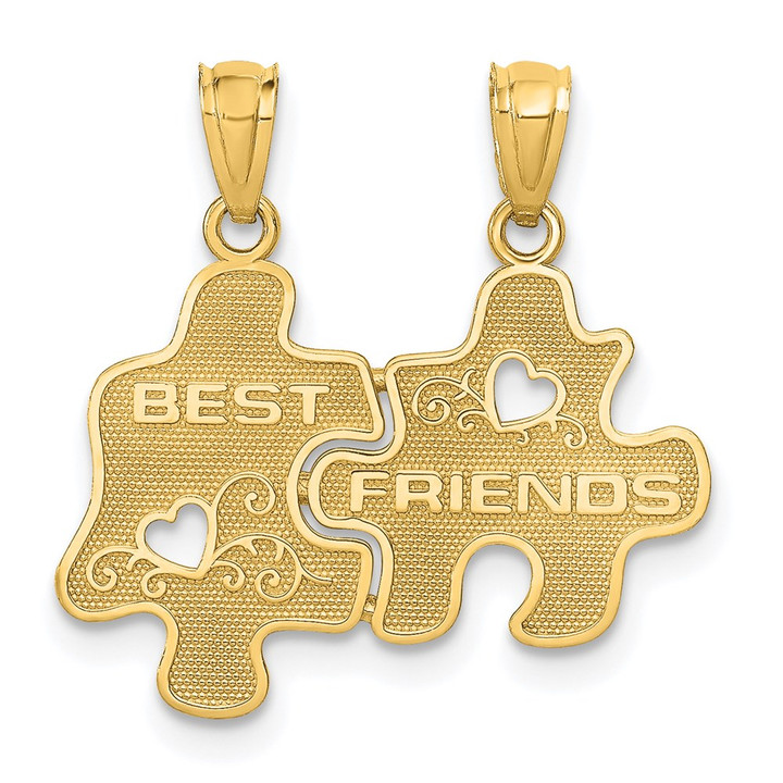 14k BEST FRIENDS Puzzle Pieces Break-apart Pendant C3026