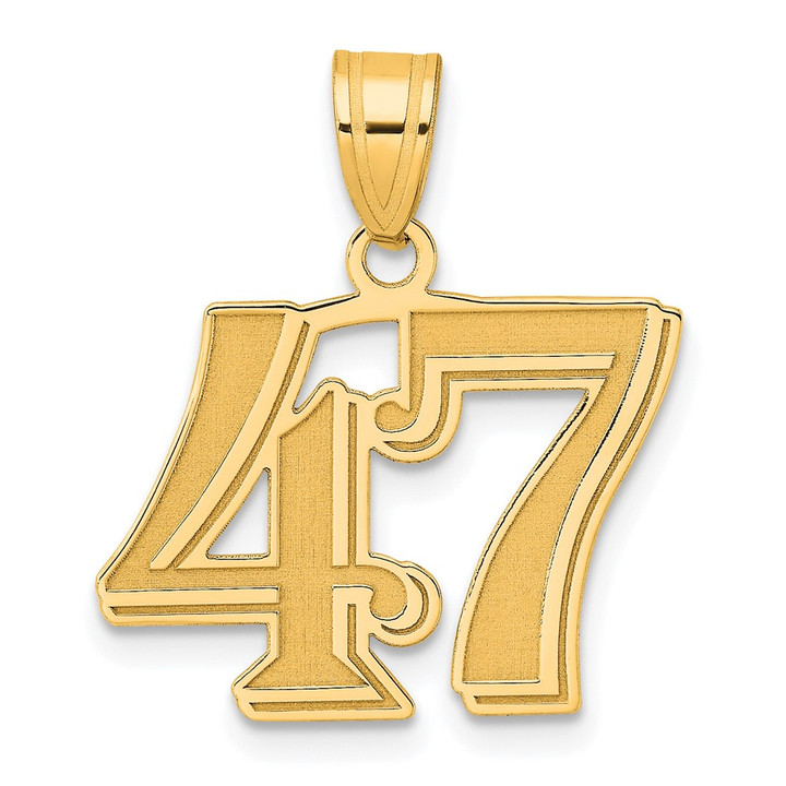 14k Polished Etched Number 47 Pendant AEN47