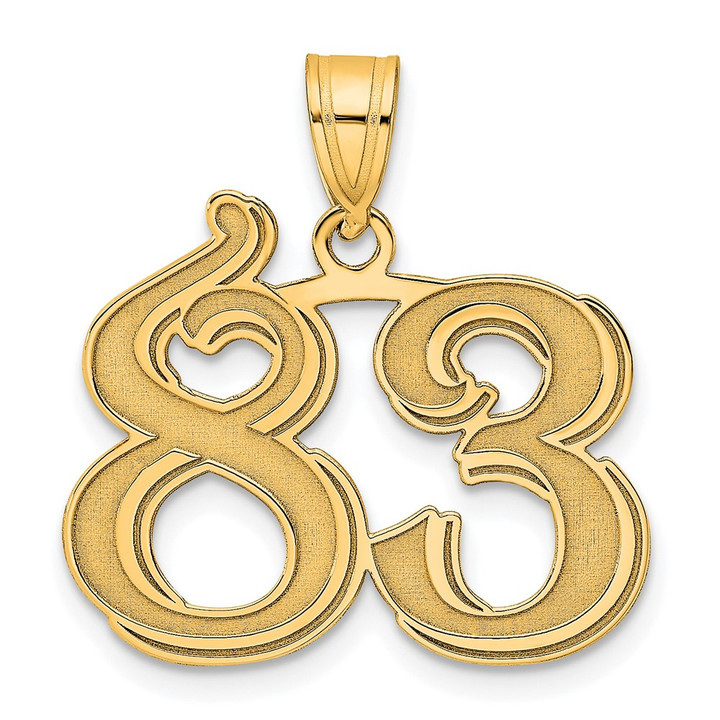 14k Polished Etched Number 83 Pendant AEN83